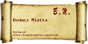 Bodacz Mietta névjegykártya